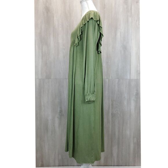 People of Leisure Hannah Green Ruffle Sleeve Midi Dress H-0201a - Picture 5 of 10
